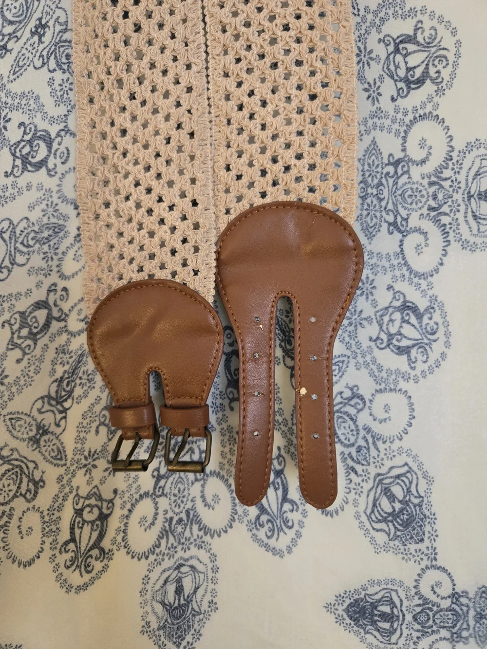 4/$15 Cream Lace Boho Cottagecore Fairycore Women's Stretch Woven Belt 42